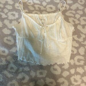 Aeropostale Cream Smocked Camisole Crop Top